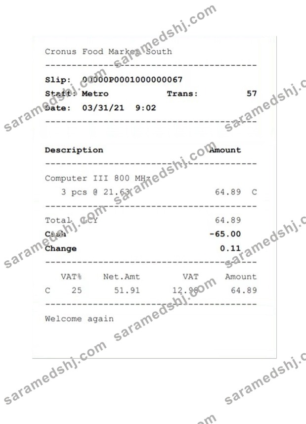 CRONUS FOOD MARKET receipt